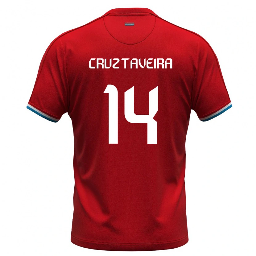 Danxen Dětské Lucembursko Edson Cruz Taveira #14 Červená Bílá Modrá Domů Hráčské Dresy 26-28 Dres
