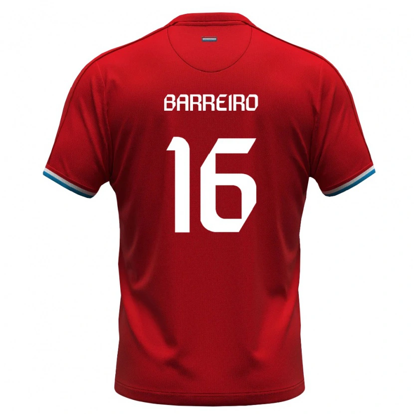 Danxen Dětské Lucembursko Leandro Barreiro #16 Červená Bílá Modrá Domů Hráčské Dresy 26-28 Dres