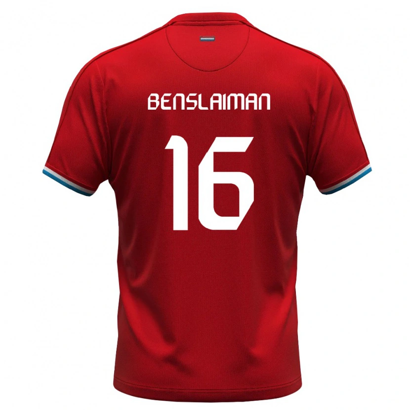 Danxen Dětské Lucembursko Mohamed Benslaiman #16 Červená Bílá Modrá Domů Hráčské Dresy 26-28 Dres