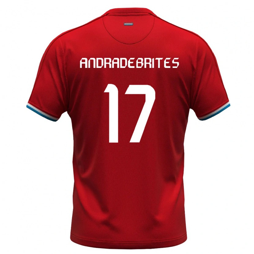 Danxen Dětské Lucembursko Christophe Andrade Brites #17 Červená Bílá Modrá Domů Hráčské Dresy 26-28 Dres