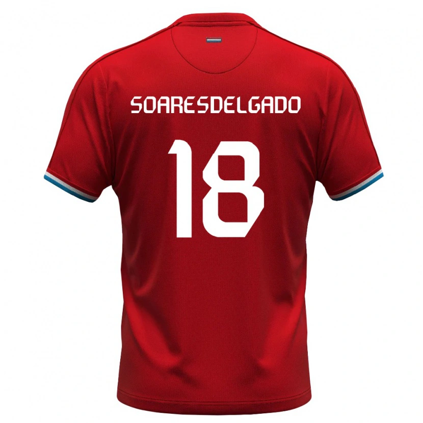 Danxen Dětské Lucembursko Marceu Soares Delgado #18 Červená Bílá Modrá Domů Hráčské Dresy 26-28 Dres