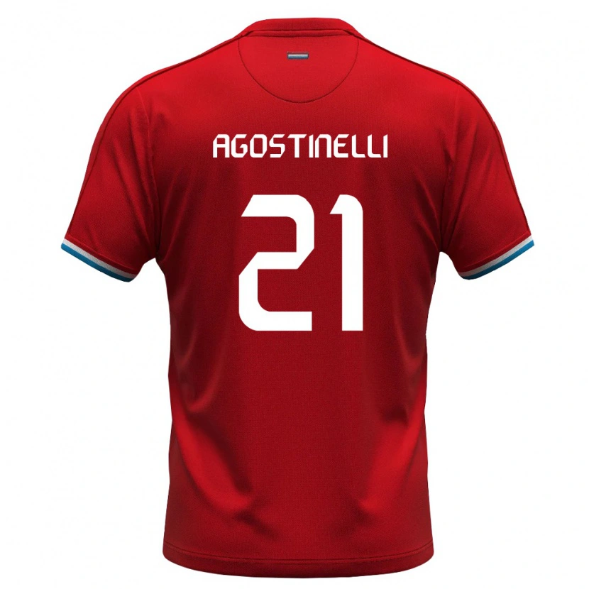 Danxen Dětské Lucembursko Massimo Agostinelli #21 Červená Bílá Modrá Domů Hráčské Dresy 26-28 Dres