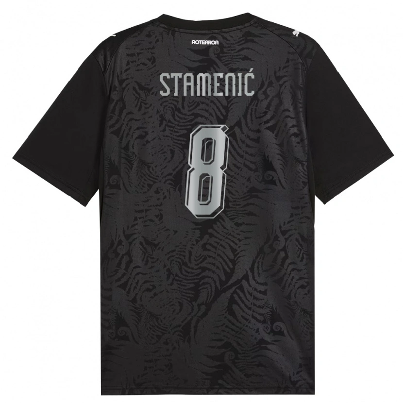 Danxen Dětské Nový Zéland Marko Stamenić #8 Bílá Černá Šedá Domů Hráčské Dresy 26-28 Dres