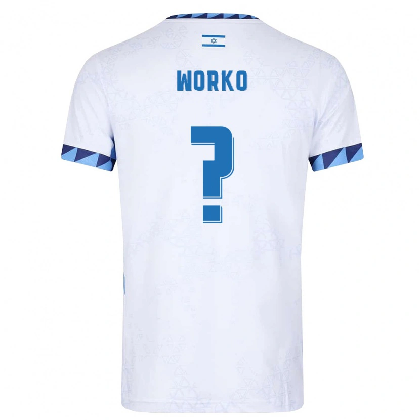 Danxen Dětské Izrael Degats Worko #0 Bílá Světle Modrá Domů Hráčské Dresy 26-28 Dres