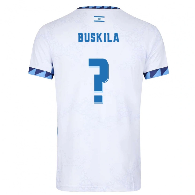 Danxen Dětské Izrael Mor Buskila #0 Bílá Světle Modrá Domů Hráčské Dresy 26-28 Dres