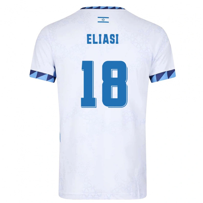 Danxen Dětské Izrael Niv Eliasi #18 Bílá Světle Modrá Domů Hráčské Dresy 26-28 Dres