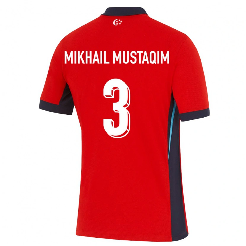 Danxen Dětské Singapur Ikram Mikhail Mustaqim #3 Červená Bílá Černá Domů Hráčské Dresy 26-28 Dres
