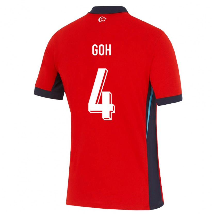 Danxen Dětské Singapur Taras Goh #4 Červená Bílá Černá Domů Hráčské Dresy 26-28 Dres