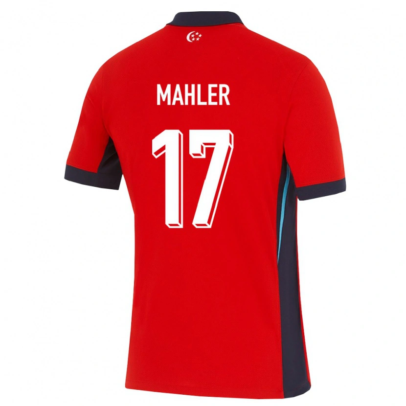 Danxen Dětské Singapur Jacob Mahler #17 Červená Bílá Černá Domů Hráčské Dresy 26-28 Dres
