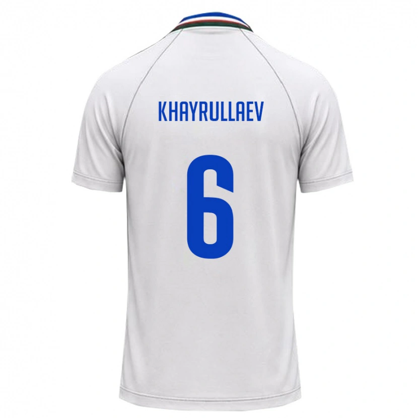 Danxen Dětské Uzbekistán Ravshan Khayrullaev #6 Bílá Tmavě Zelená Daleko Hráčské Dresy 26-28 Dres
