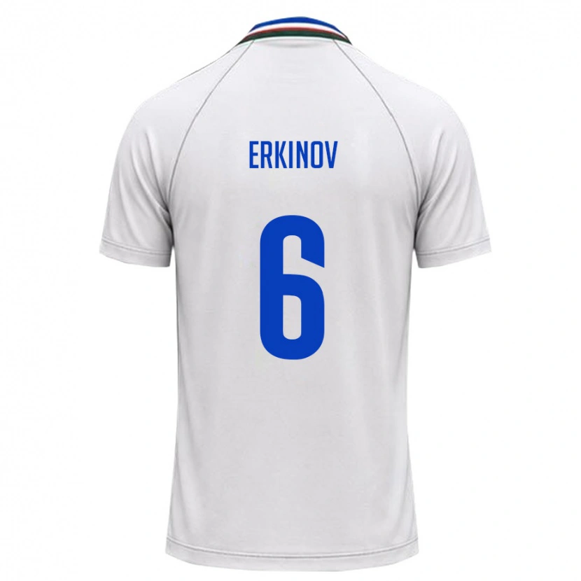 Danxen Dětské Uzbekistán Bekhruz Erkinov #6 Bílá Tmavě Zelená Daleko Hráčské Dresy 26-28 Dres