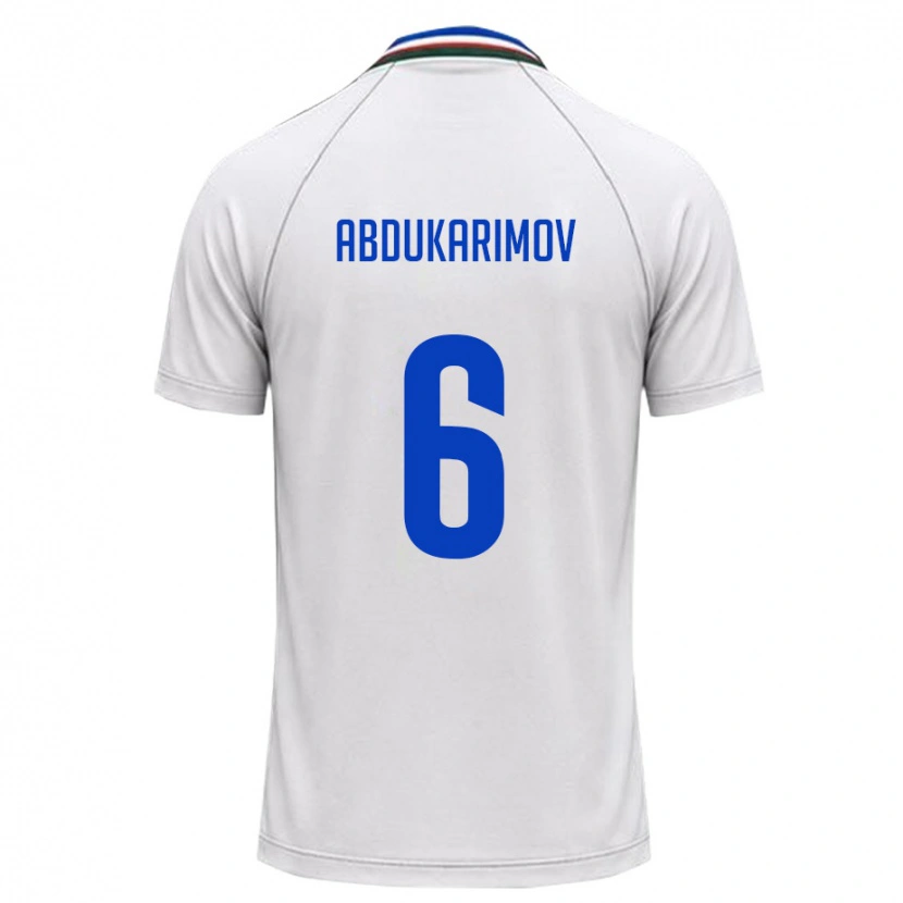 Danxen Dětské Uzbekistán Miraziz Abdukarimov #6 Bílá Tmavě Zelená Daleko Hráčské Dresy 26-28 Dres