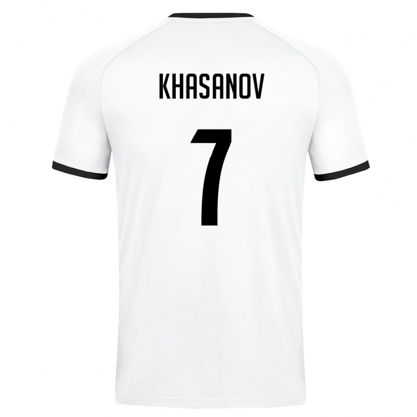 Danxen Dětské Uzbekistán Sadriddin Khasanov #7 Bílá Tmavě Zelená Daleko Hráčské Dresy 26-28 Dres