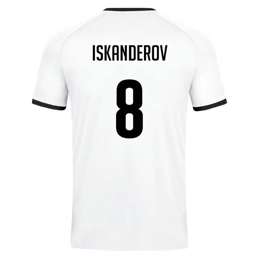 Danxen Dětské Uzbekistán Jamshid Iskanderov #8 Bílá Tmavě Zelená Daleko Hráčské Dresy 26-28 Dres
