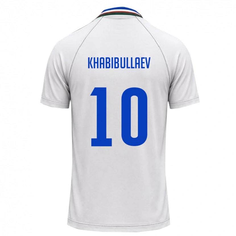 Danxen Dětské Uzbekistán Mukhammad Khabibullaev #10 Bílá Tmavě Zelená Daleko Hráčské Dresy 26-28 Dres