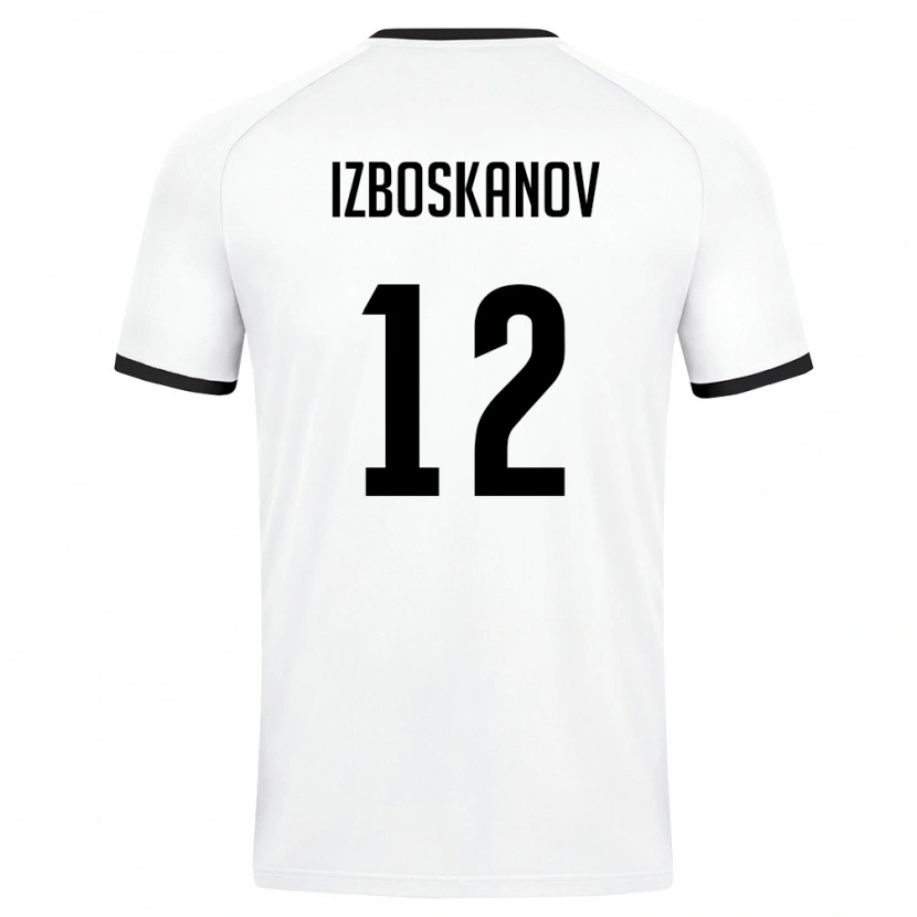 Danxen Dětské Uzbekistán Bakhodir Izboskanov #12 Bílá Tmavě Zelená Daleko Hráčské Dresy 26-28 Dres