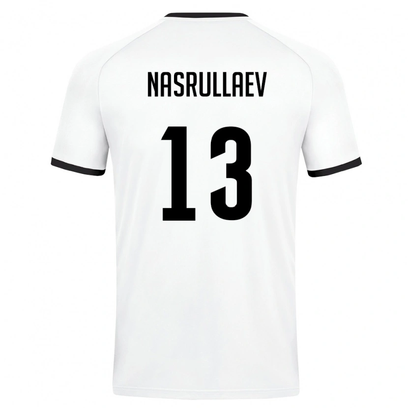 Danxen Dětské Uzbekistán Sherzod Nasrullaev #13 Bílá Tmavě Zelená Daleko Hráčské Dresy 26-28 Dres