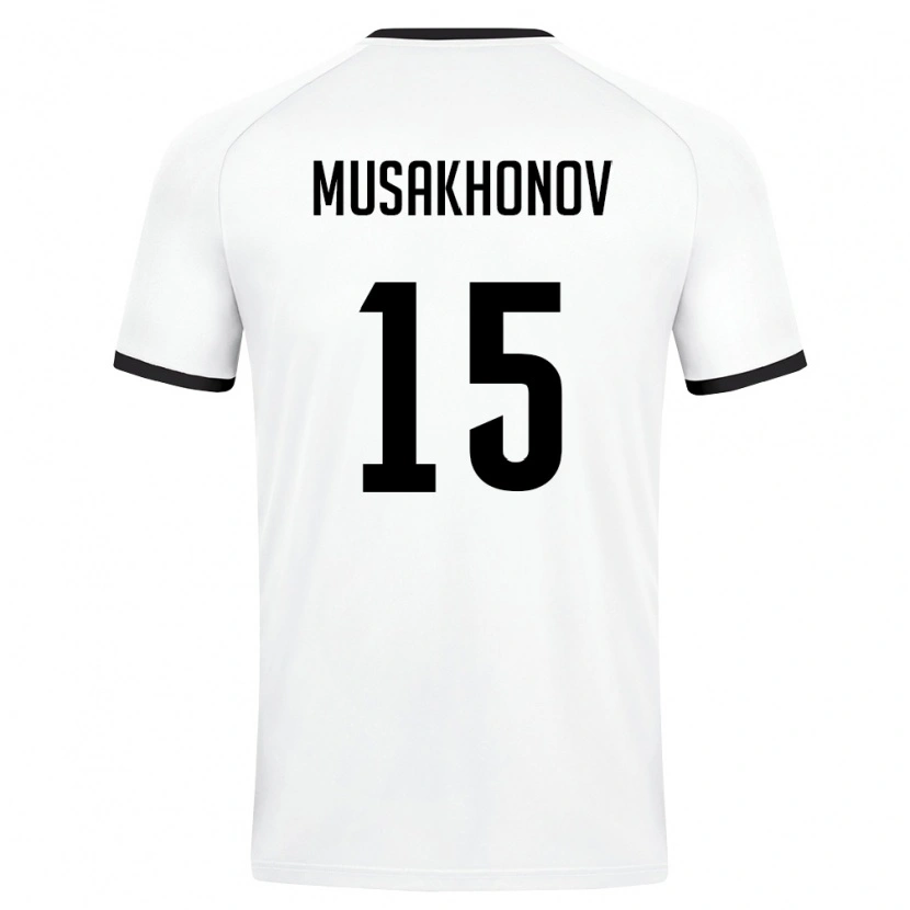 Danxen Dětské Uzbekistán Mukhammadali Musakhonov #15 Bílá Tmavě Zelená Daleko Hráčské Dresy 26-28 Dres