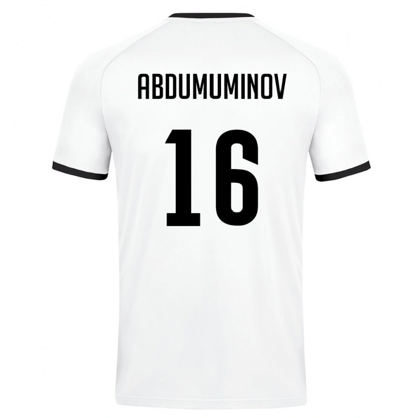 Danxen Dětské Uzbekistán Azizbek Abdumuminov #16 Bílá Tmavě Zelená Daleko Hráčské Dresy 26-28 Dres