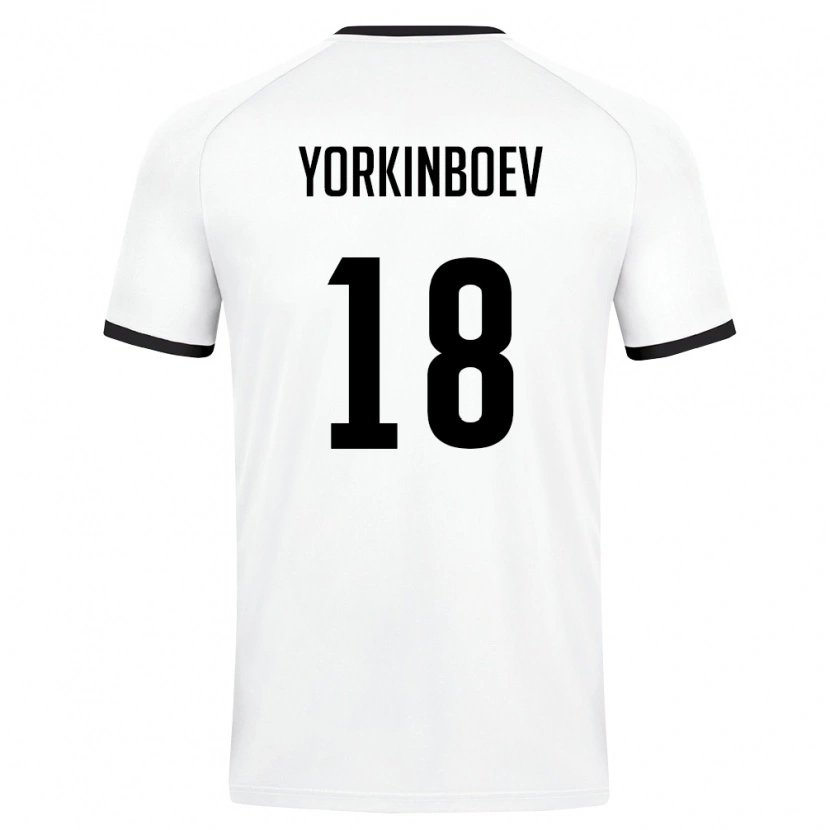 Danxen Dětské Uzbekistán Shokhzhakhon Yorkinboev #18 Bílá Tmavě Zelená Daleko Hráčské Dresy 26-28 Dres