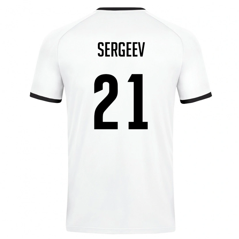 Danxen Dětské Uzbekistán Igor Sergeev #21 Bílá Tmavě Zelená Daleko Hráčské Dresy 26-28 Dres