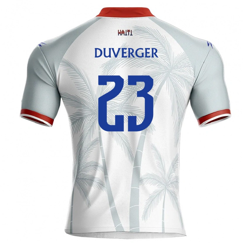 Danxen Dětské Haiti Josué Duverger #23 Bílá Červená Šedá Daleko Hráčské Dresy 26-28 Dres