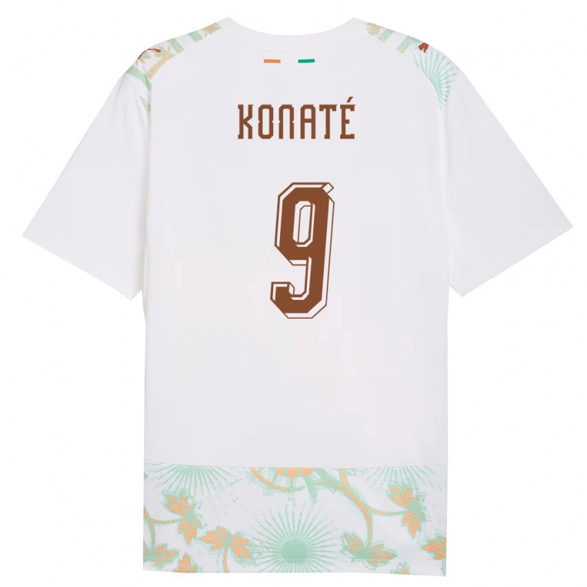 Danxen Dětské Pobřeží Slonoviny Oumar Konaté #9 Bílá Oranžová Zelená Daleko Hráčské Dresy 26-28 Dres