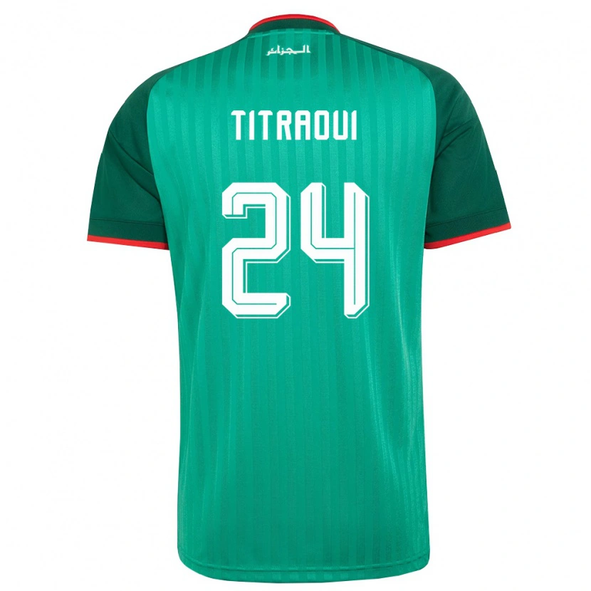 Danxen Dětské Alžírsko Yassine Titraoui #24 Zelená Červená Bílá Daleko Hráčské Dresy 26-28 Dres