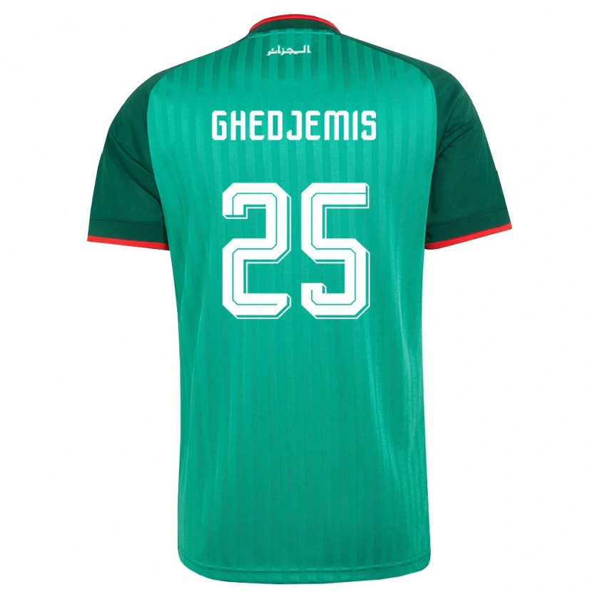 Danxen Dětské Alžírsko Farès Ghedjemis #25 Zelená Červená Bílá Daleko Hráčské Dresy 26-28 Dres