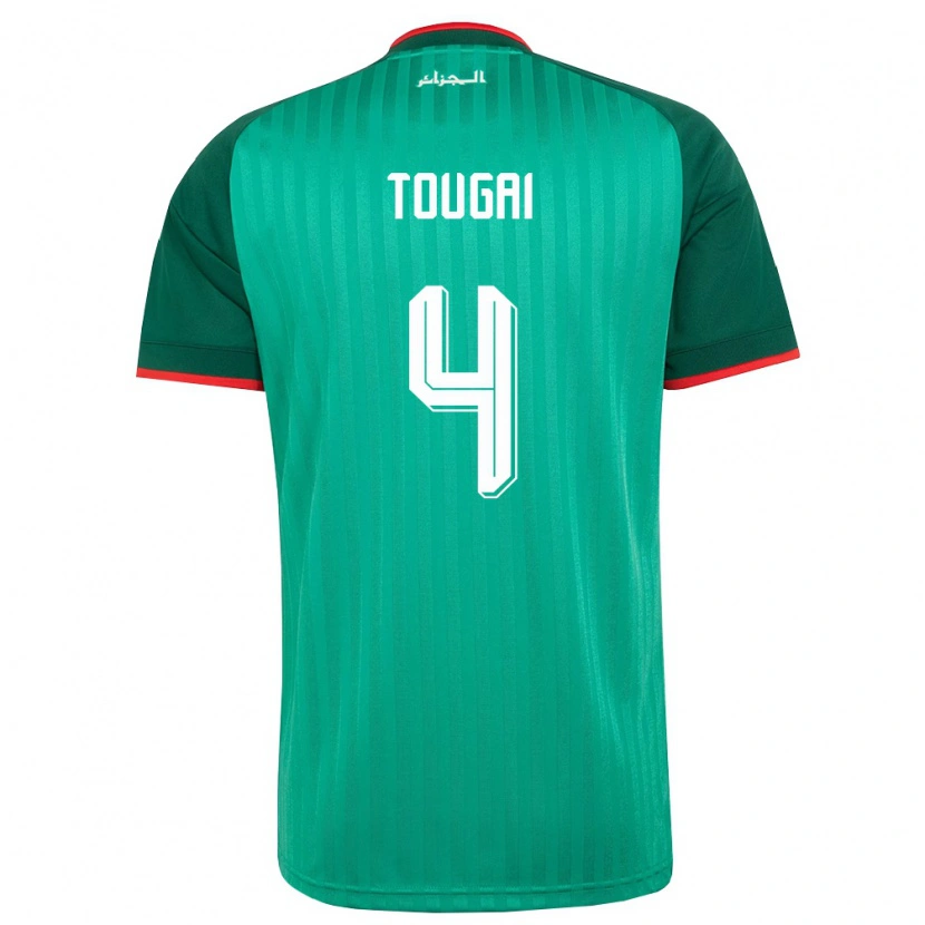 Danxen Dětské Alžírsko Mohamed Amine Tougai #4 Zelená Červená Bílá Daleko Hráčské Dresy 26-28 Dres