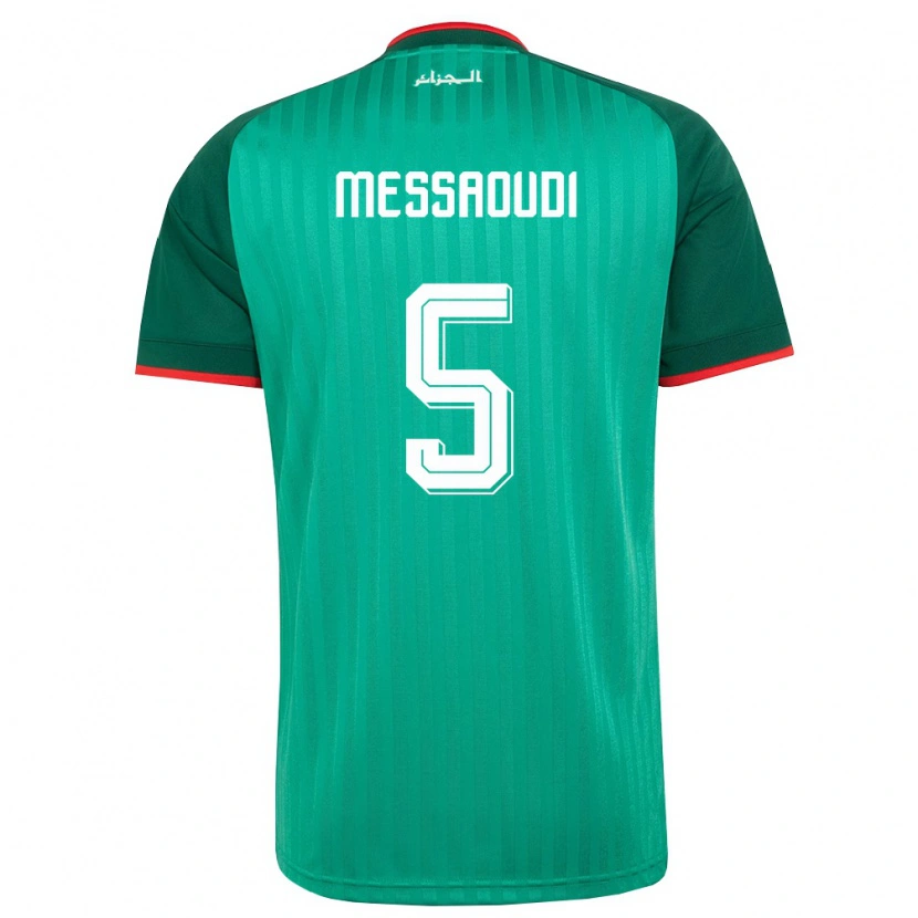 Danxen Dětské Alžírsko Yanis Messaoudi #5 Zelená Červená Bílá Daleko Hráčské Dresy 26-28 Dres