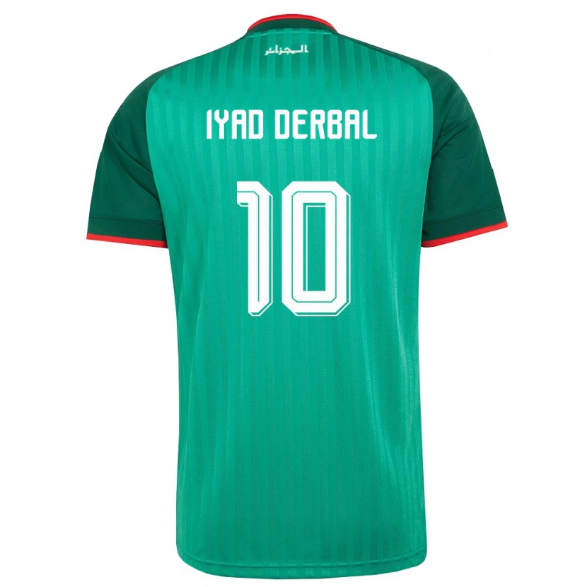 Danxen Dětské Alžírsko Bassem Iyad Derbal #10 Zelená Červená Bílá Daleko Hráčské Dresy 26-28 Dres