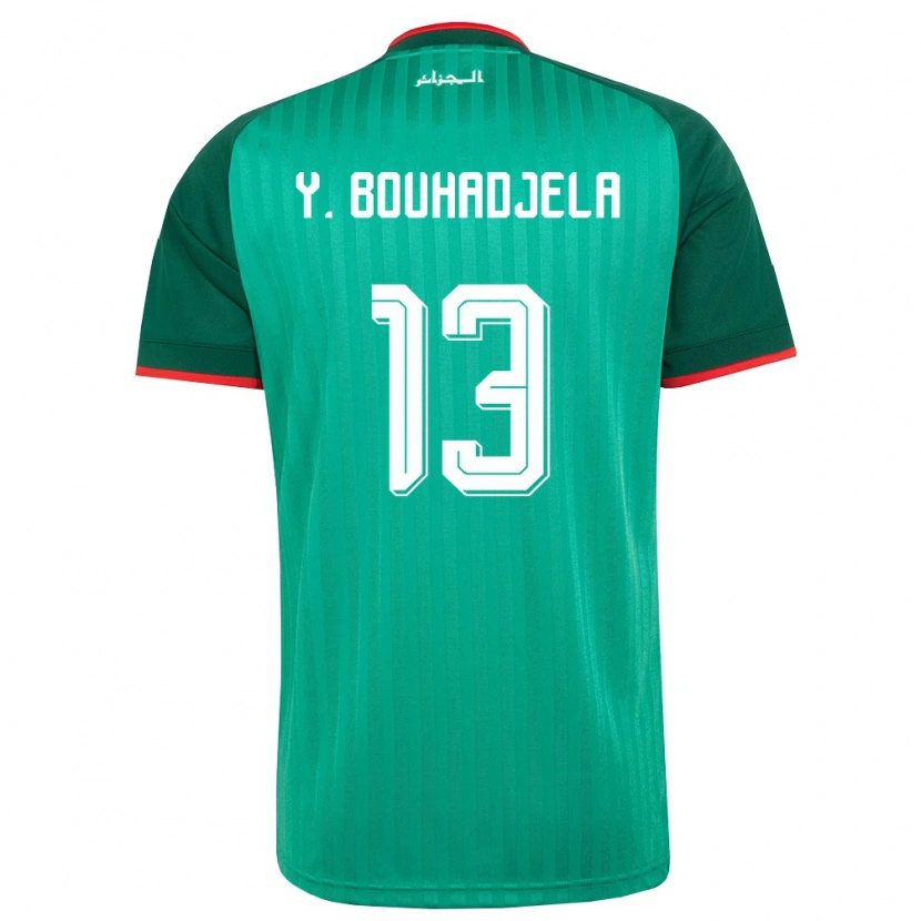 Danxen Dětské Alžírsko Yasser Noureddine Bouhadjela #13 Zelená Červená Bílá Daleko Hráčské Dresy 26-28 Dres