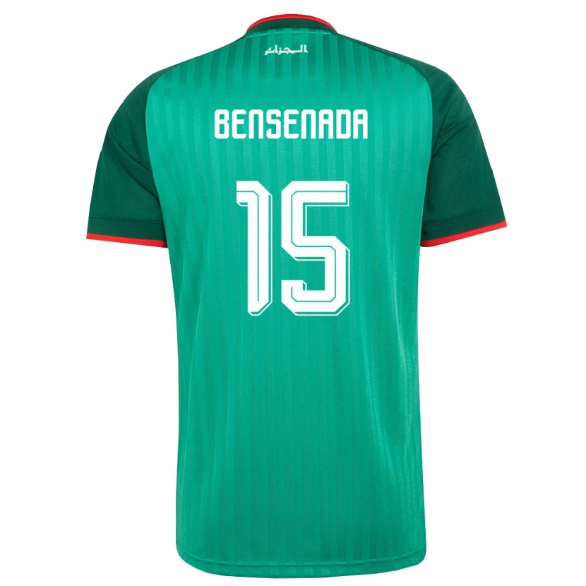 Danxen Dětské Alžírsko Ilyes Bensenada #15 Zelená Červená Bílá Daleko Hráčské Dresy 26-28 Dres