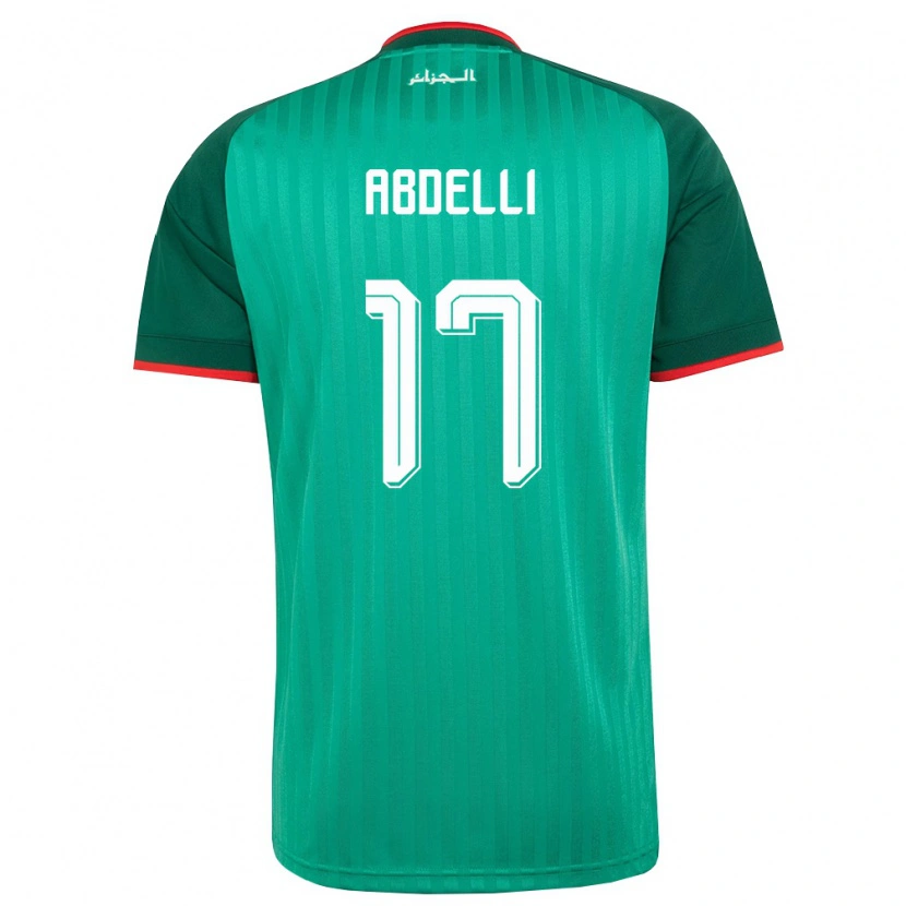 Danxen Dětské Alžírsko Himad Abdelli #17 Zelená Červená Bílá Daleko Hráčské Dresy 26-28 Dres