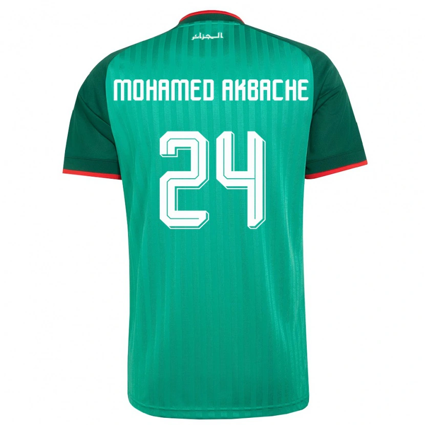 Danxen Dětské Alžírsko Tahar Mohamed Akbache #24 Zelená Červená Bílá Daleko Hráčské Dresy 26-28 Dres