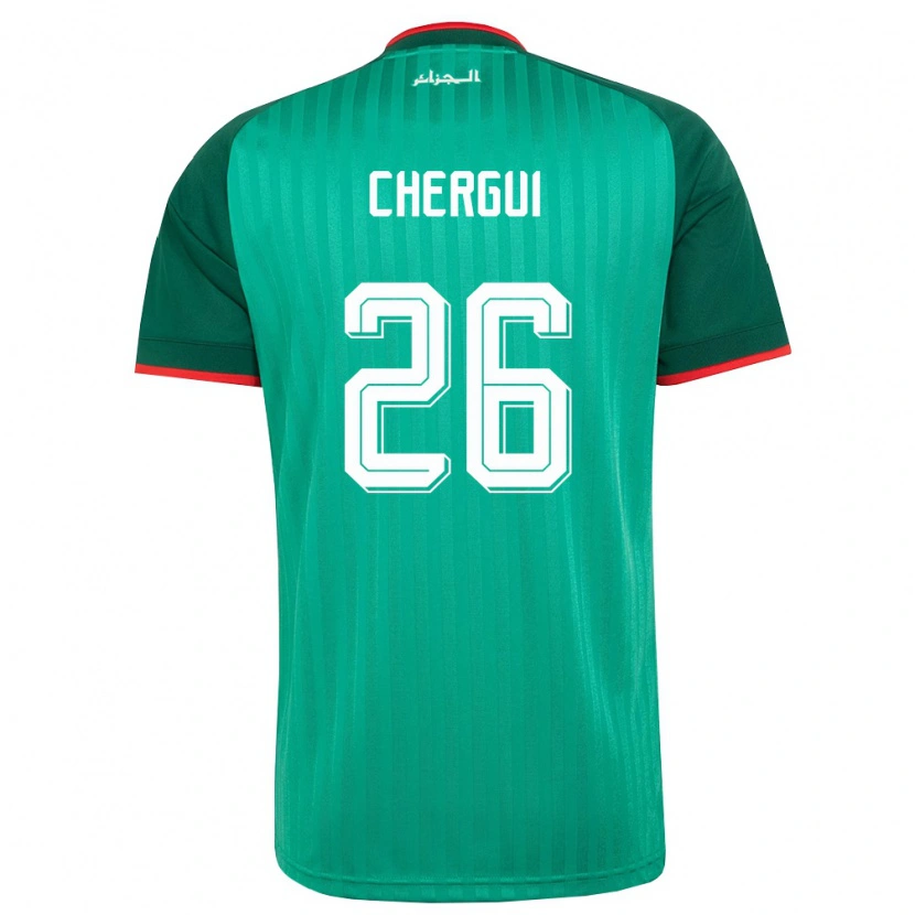 Danxen Dětské Alžírsko Samir Chergui #26 Zelená Červená Bílá Daleko Hráčské Dresy 26-28 Dres