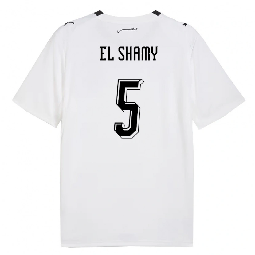 Danxen Dětské Egypt Mohanad El Shamy #5 Bílá Šedá Černá Daleko Hráčské Dresy 26-28 Dres