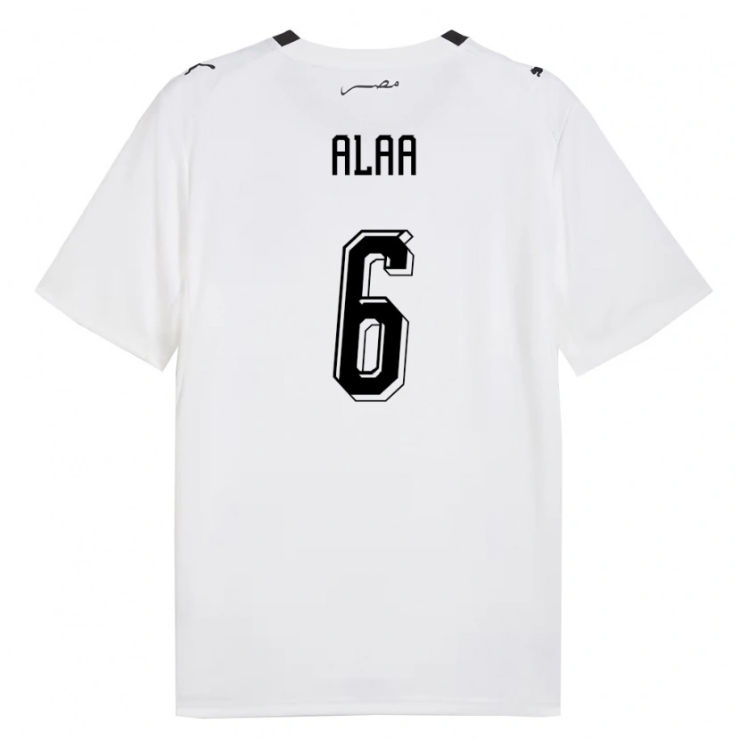 Danxen Dětské Egypt Adel Alaa #6 Bílá Šedá Černá Daleko Hráčské Dresy 26-28 Dres