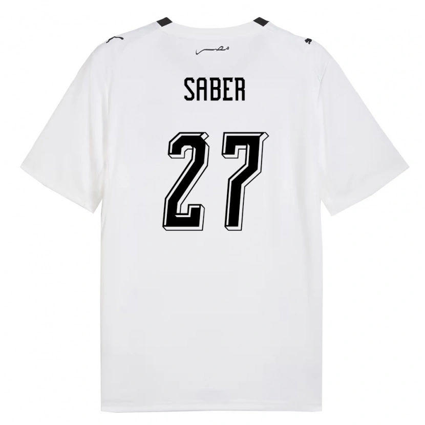 Danxen Dětské Egypt Mahmoud Saber #27 Bílá Šedá Černá Daleko Hráčské Dresy 26-28 Dres