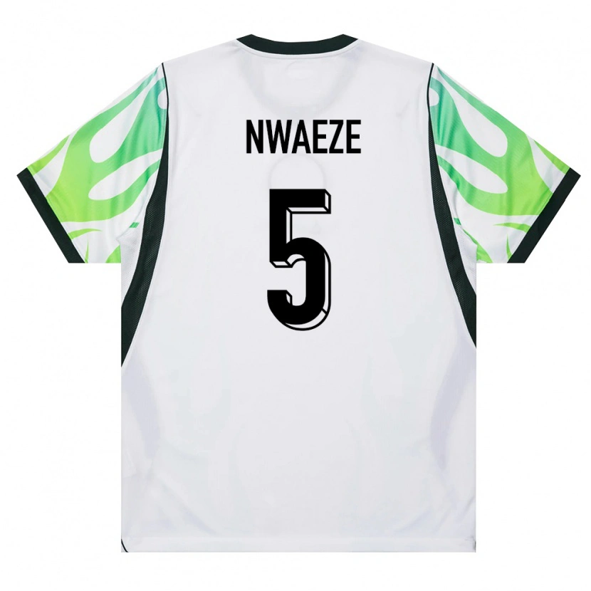 Danxen Dětské Nigérie Christopher Nwaeze #5 Bílá Zelená Daleko Hráčské Dresy 26-28 Dres