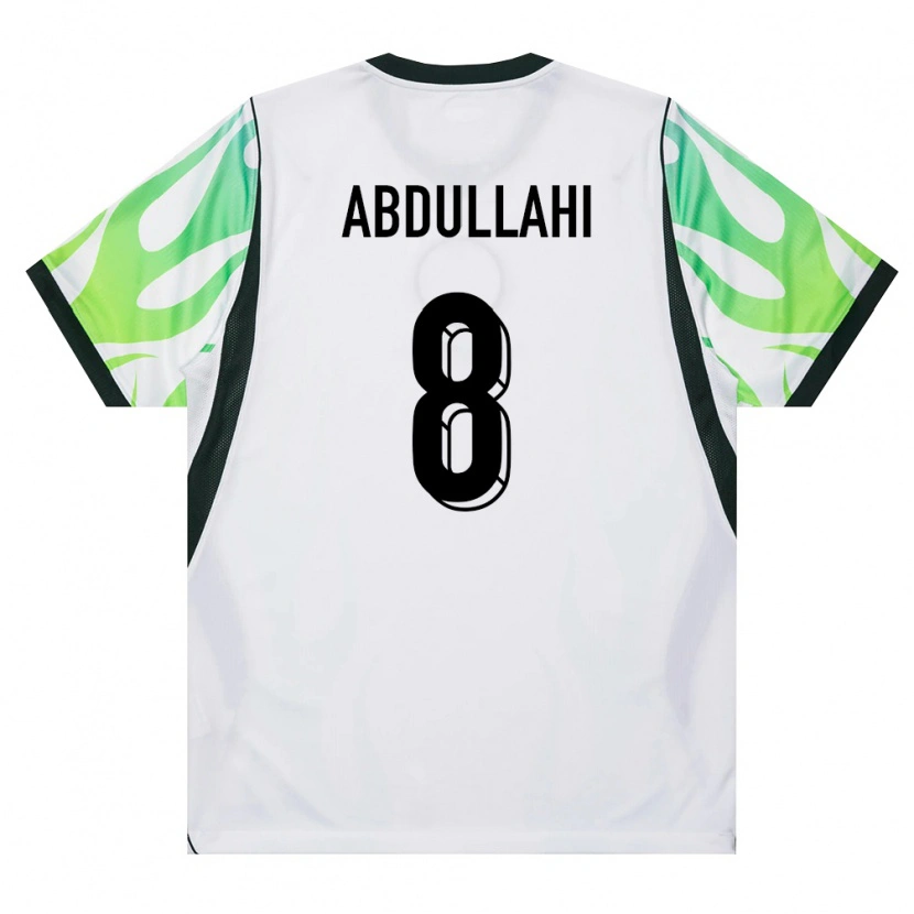 Danxen Dětské Nigérie Abubakar Abdullahi #8 Bílá Zelená Daleko Hráčské Dresy 26-28 Dres
