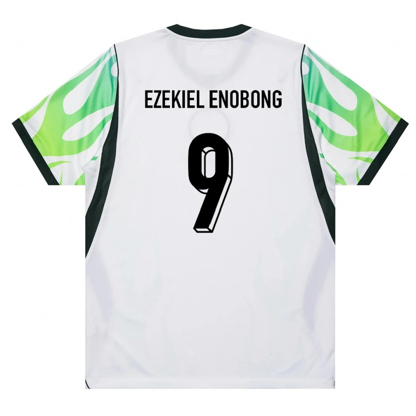 Danxen Dětské Nigérie Edidiong Ezekiel Enobong #9 Bílá Zelená Daleko Hráčské Dresy 26-28 Dres