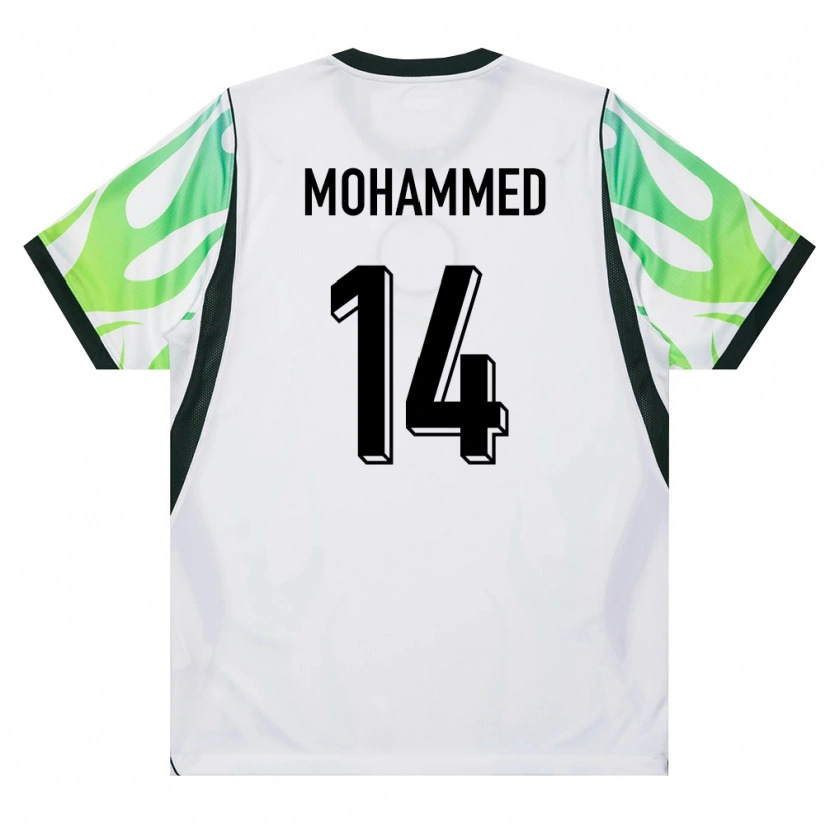 Danxen Dětské Nigérie Usman Mohammed #14 Bílá Zelená Daleko Hráčské Dresy 26-28 Dres