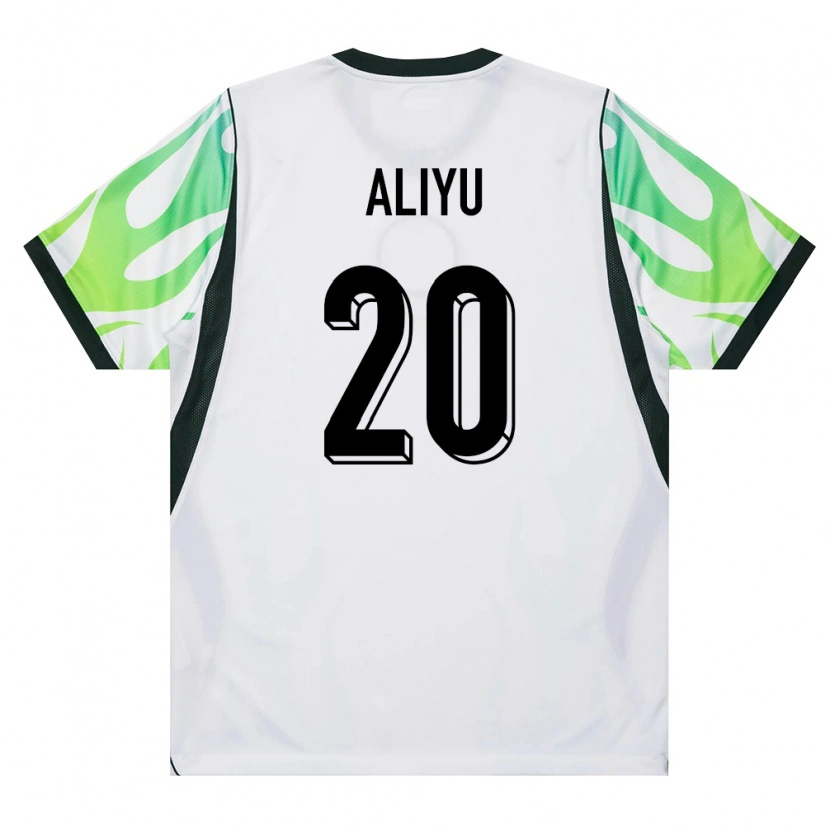 Danxen Dětské Nigérie Haruna Aliyu #20 Bílá Zelená Daleko Hráčské Dresy 26-28 Dres