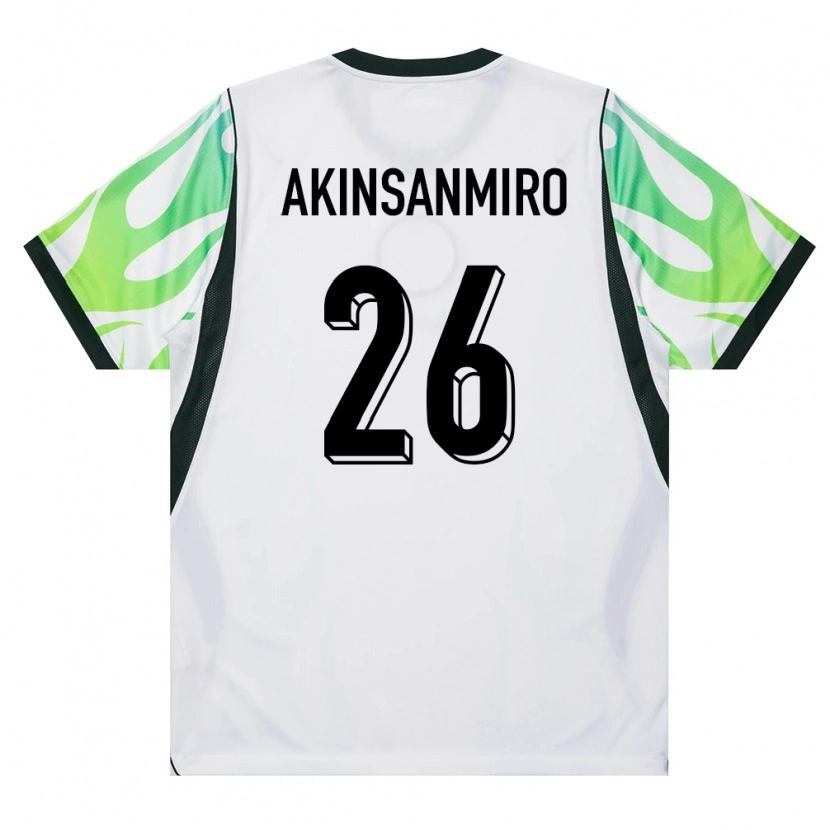 Danxen Dětské Nigérie Ebenezer Akinsanmiro #26 Bílá Zelená Daleko Hráčské Dresy 26-28 Dres