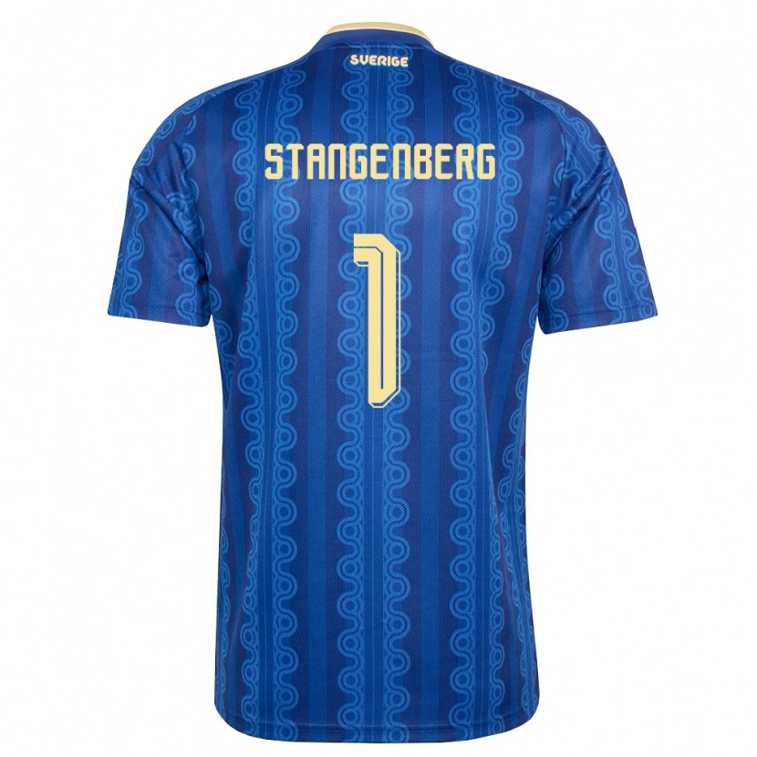 Danxen Dětské Švédsko Svante Stangenberg #1 Modrá Námořnická Žlutá Daleko Hráčské Dresy 26-28 Dres