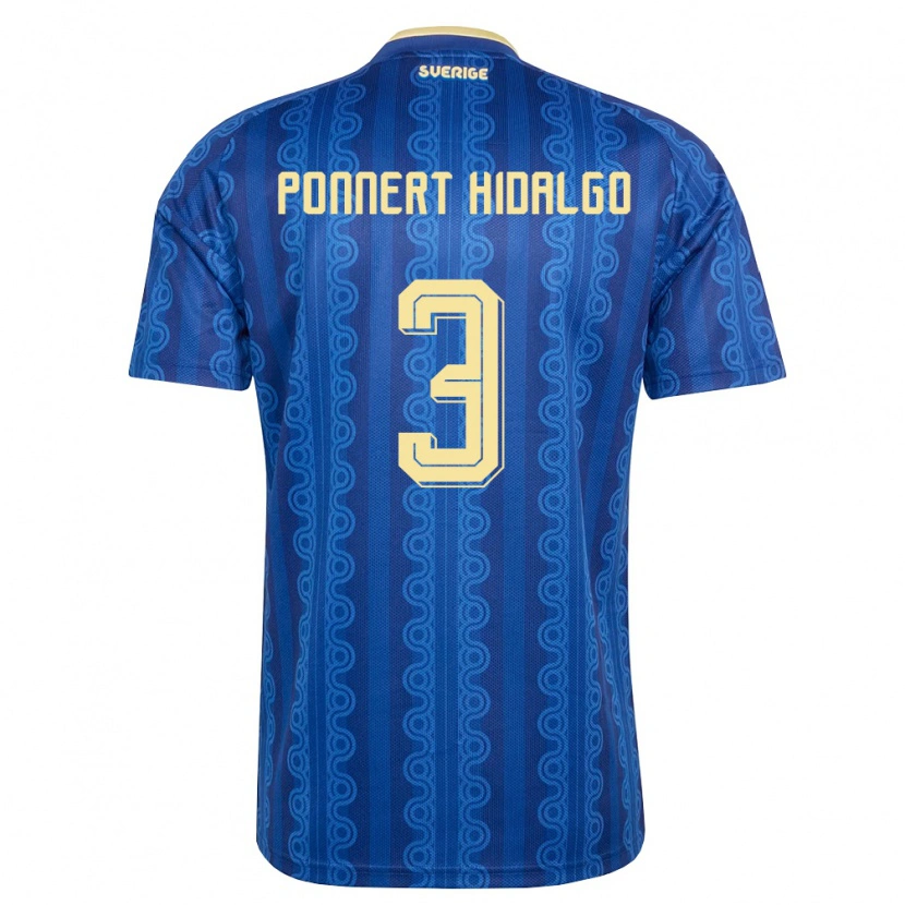 Danxen Dětské Švédsko Vicente Ponnert Hidalgo #3 Modrá Námořnická Žlutá Daleko Hráčské Dresy 26-28 Dres