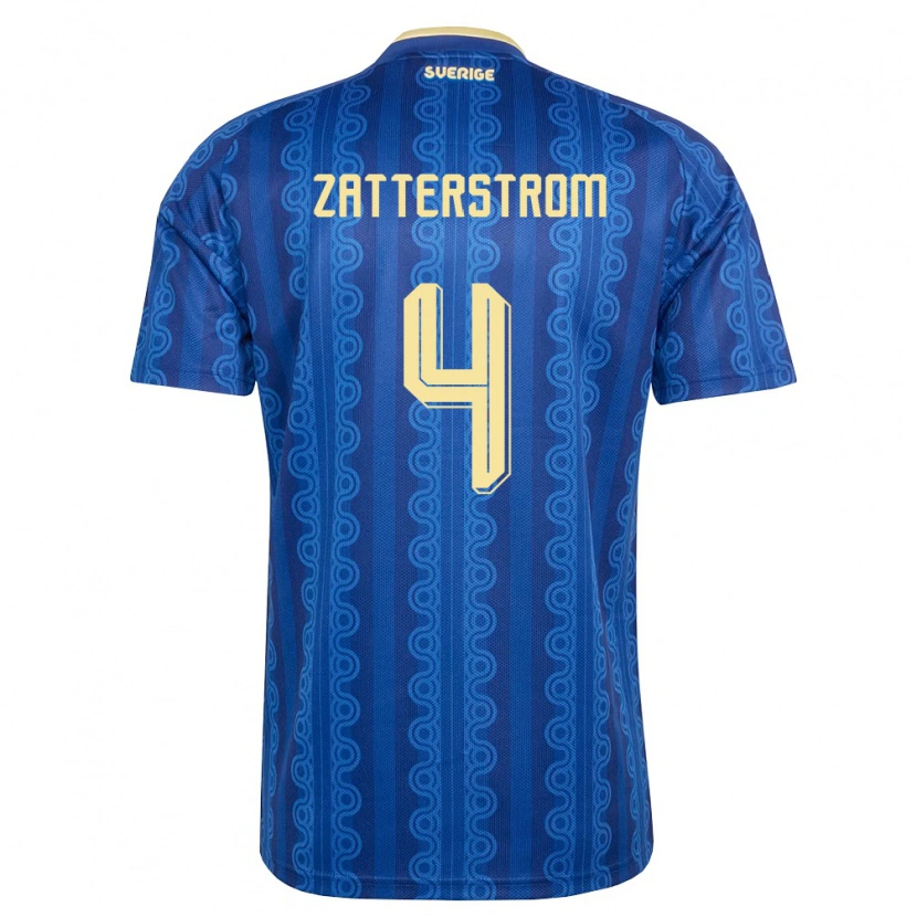 Danxen Dětské Švédsko Nils Zätterström #4 Modrá Námořnická Žlutá Daleko Hráčské Dresy 26-28 Dres