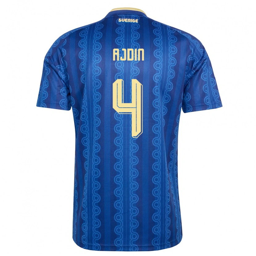 Danxen Dětské Švédsko Gjan Ajdin #4 Modrá Námořnická Žlutá Daleko Hráčské Dresy 26-28 Dres